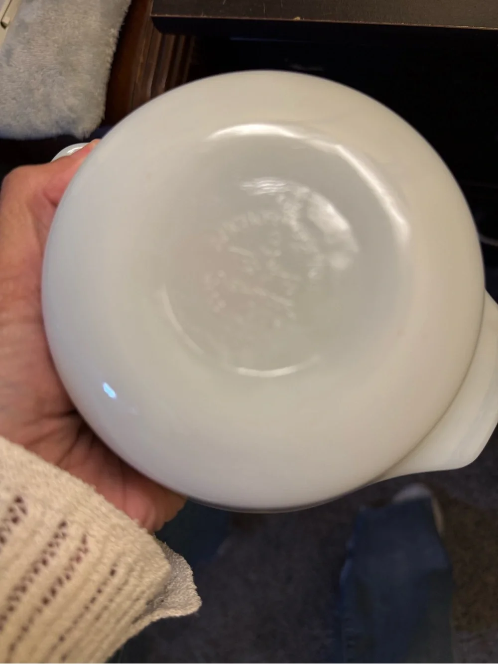Set of 2 Anchor Hocking White Milk Glass Mixing Bowl with Pour Spout